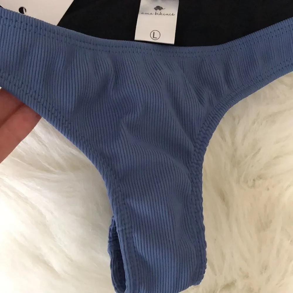 NWT Ana Bikinis Brazilian cut Blue bikini bottoms L